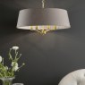 English Heritage Lighting English Heritage - Birch 4 Light Shadelier Antique Brass and Taupe With Shade