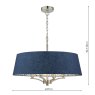 English Heritage Lighting English Heritage - Down House 4 Light Shadelier Satin Chrome and Blue With Shade