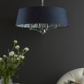 English Heritage Lighting English Heritage - Down House 4 Light Shadelier Satin Chrome and Blue With Shade