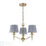 English Heritage Lighting English Heritage - Marble Hill 3 Light Armed Pendant Aged Brass and Blue With Shade
