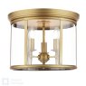English Heritage Lighting English Heritage - Marble Hill 3 Light Flush Aged Brass and Glass