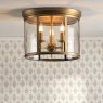 English Heritage Lighting English Heritage - Marble Hill 3 Light Flush Aged Brass and Glass