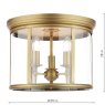 English Heritage Lighting English Heritage - Marble Hill 3 Light Flush Aged Brass and Glass