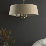 English Heritage Lighting English Heritage - Marble Hill 4 Light Shadelier Antique Brass and Taupe With Shade