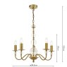 English Heritage Lighting English Heritage - Wrest Park 5 Light Armed Pendant Aged Brass and Ribbed Glass