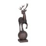 Libra Calm Neutral - Six Pointer Stag on Decorative Ball Resin Sculpture
