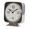 Libra Midnight Mayfair - Vickery Silver Nickel Square Mantel Clock on Stand