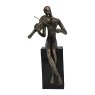 Libra Calm Neutral - Antique Bronze Vanessa Violinist on Block Sculpture