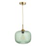 Dar Lighting Dar - Demarius 1 Light Pendant Green Glass Bronze Detail