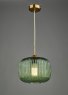 Dar Lighting Dar - Demarius 1 Light Pendant Green Glass Bronze Detail