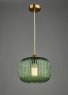 Dar Lighting Dar - Demarius 1 Light Pendant Green Glass Bronze Detail