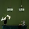 Dar Lighting Dar - Demarius 1 Light Pendant Green Glass Bronze Detail