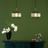 Dar Lighting Dar - Demarius 1 Light Pendant Green Glass Bronze Detail
