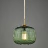 Dar Lighting Dar - Demarius 1 Light Pendant Green Glass Bronze Detail