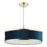 Dar Lighting Dar - Alvaro 3 Light Slimline Pendant Brushed Brass Navy 40C