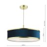 Dar Lighting Dar - Alvaro 3 Light Slimline Pendant Brushed Brass Navy 40C