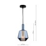 Dar Lighting Dar - Esmeralda Single Pendant Blue Glass and Opal Glass