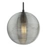 Dar Lighting Dar - Evander Single Pendant Matt Black and Smoked Glass