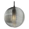 Dar Lighting Dar - Evander Single Pendant Matt Black and Smoked Glass