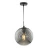 Dar Lighting Dar - Evander Single Pendant Matt Black and Smoked Glass