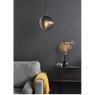 Dar Lighting Dar - Evander Single Pendant Matt Black and Smoked Glass