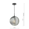 Dar Lighting Dar - Evander Single Pendant Matt Black and Smoked Glass