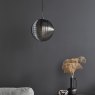 Dar Lighting Dar - Evander Single Pendant Matt Black and Smoked Glass