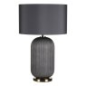 Dar Lighting Dar - Helicon Table Lamp Grey Ribbed Glass and Antique Brass With Shade