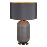 Dar Lighting Dar - Helicon Table Lamp Grey Ribbed Glass and Antique Brass With Shade