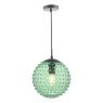 Dar Lighting Dar - Hobnail Pendant Matt Black & Green Glass