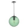 Dar Lighting Dar - Hobnail Pendant Matt Black & Green Glass