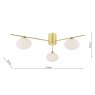 Dar Lighting Dar - Jasper 3 Light Semi-Flush Satin Gold and Opal Glass