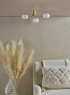 Dar Lighting Dar - Jasper 3 Light Semi-Flush Satin Gold and Opal Glass