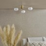 Dar Lighting Dar - Jasper 3 Light Semi-Flush Satin Gold and Opal Glass