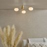 Dar Lighting Dar - Jasper 3 Light Semi-Flush Satin Gold and Opal Glass