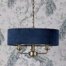 Laura Ashley Laura Ashley - Sorrento 3 Light Pendant Matt Antique Brass Blue Shade