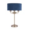 Laura Ashley Laura Ashley - Sorrento 3 Light Table Lamp Antique Brass & Blue Shade