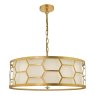 Dar Lighting Dar - Epstein 4 Light Pendant Gold With Ivory Shade & Glass Diffuser