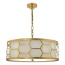 Dar Lighting Dar - Epstein 4 Light Pendant Gold With Ivory Shade & Glass Diffuser