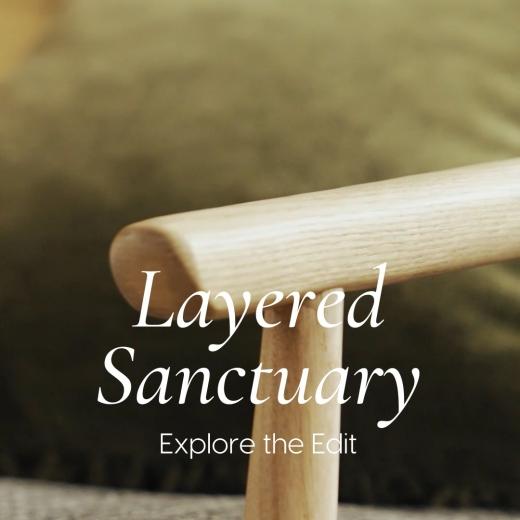 Introducing Layered Sanctuary. A bedroom designed for slowing down. Soft neutrals, warm natural woods...