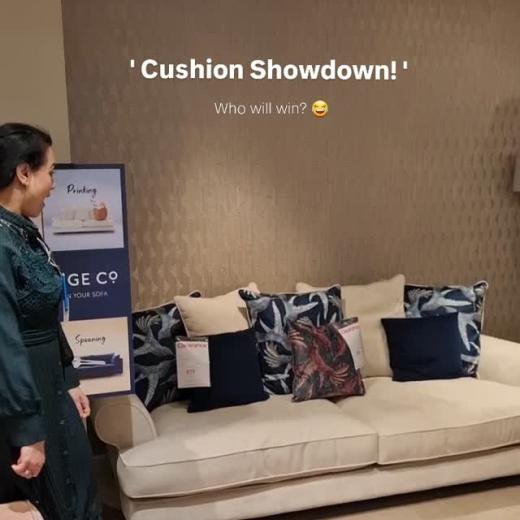 Suki and Andreea can't believe our Lounge Co cushions are now just £19 each in Clearance, and there'...