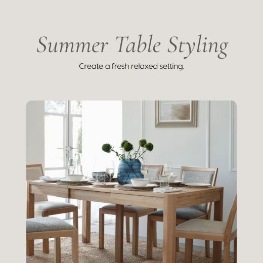 Creating a fresh and inviting dining space doesn't have to be complicated. Start with natural materia...