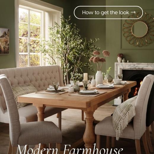 How To Create The Modern Farmhouse Look. Start with an earthy palette of soft greens ,neutral tones a...